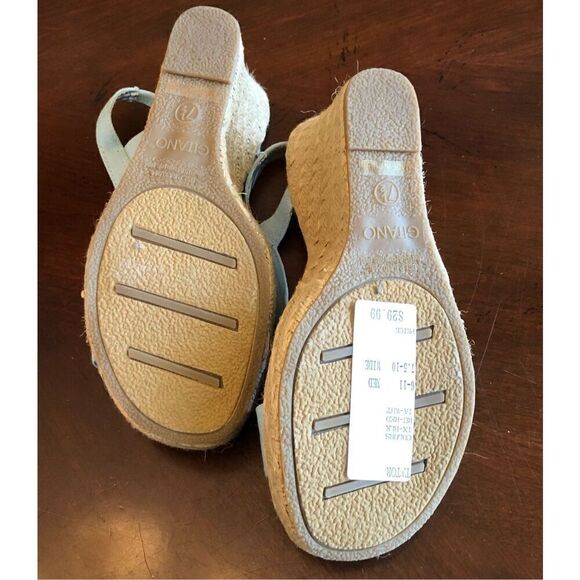GITANO - NWT - L Sz 7.5 Lt. Blue Canvas Espadrilles. Jute-Wrapped 4” Heels CUTE - Picture 9 of 16
